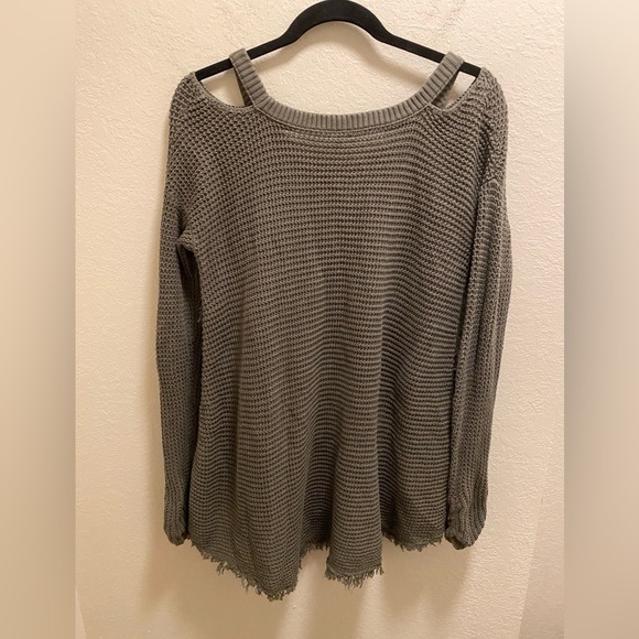 Free People Moonshiner Oversized Distressed Open Shoulder Sweater Size XS - Picture 11 of 14